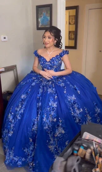 Royal Blue Ball Gown Quinceanera Dresses 3D Flower Sweetheart Sweet 15 16 Prom Party Gowns Y2821 - Image 2
