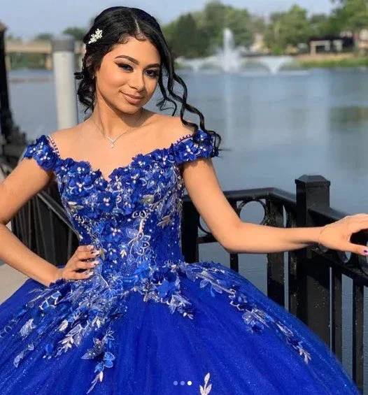 Royal Blue Ball Gown Quinceanera Dresses 3D Flower Sweetheart Sweet 15 16 Prom Party Gowns Y2821 - Image 3