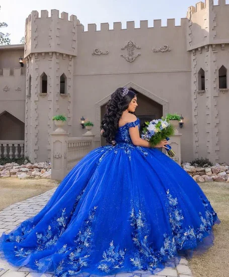 Royal Blue Ball Gown Quinceanera Dresses 3D Flower Sweetheart Sweet 15 16 Prom Party Gowns Y2821 - Image 7