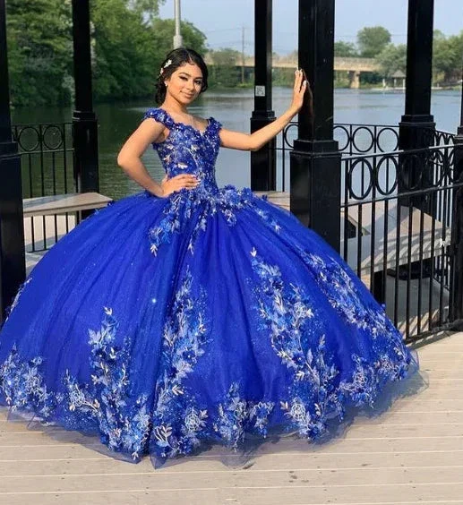 Royal Blue Ball Gown Quinceanera Dresses 3D Flower Sweetheart Sweet 15 16 Prom Party Gowns Y2821 - Image 8