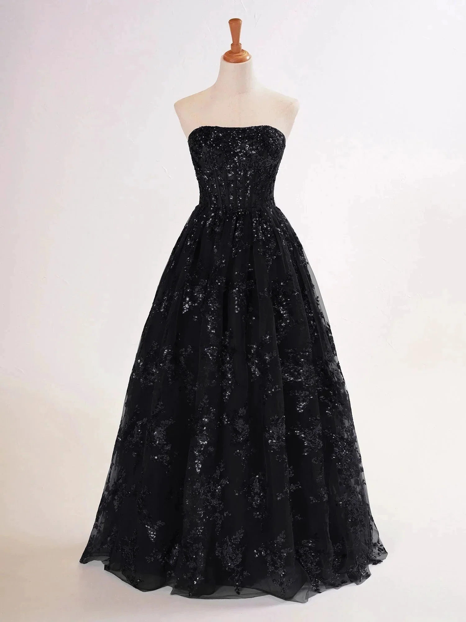 Zara |A-line Sequined Lace Long Prom Dress with Pockets - Image 7