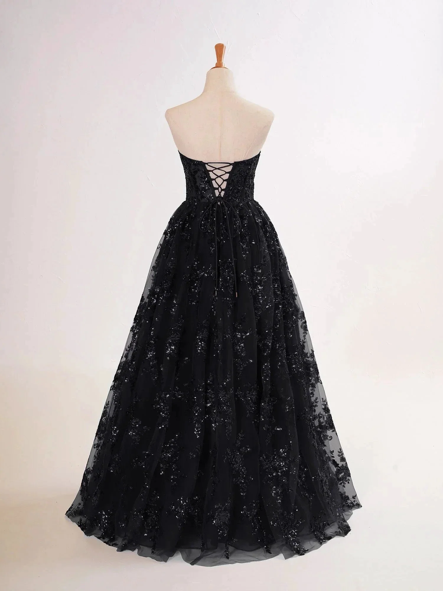 Zara |A-line Sequined Lace Long Prom Dress with Pockets - Image 8