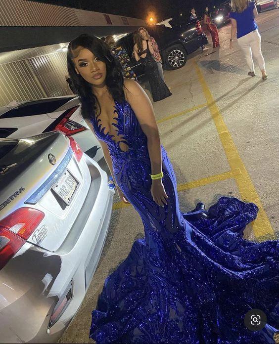 Royal Blue Mermaid Long Prom Dress With Train Sexy Evening Dresses Y1628 - Image 2