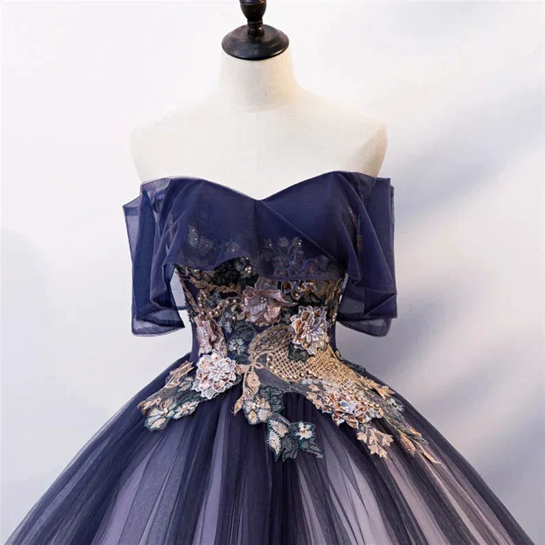 Ombre Beading Floral Lace Tulle Dress, Quinceañera Dress, Ball Gown Y1935 - Image 5