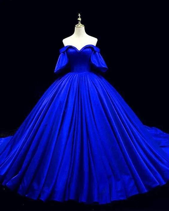 Royal Blue Satin Ball Gown Charming Princess Dress Y305 - Image 2