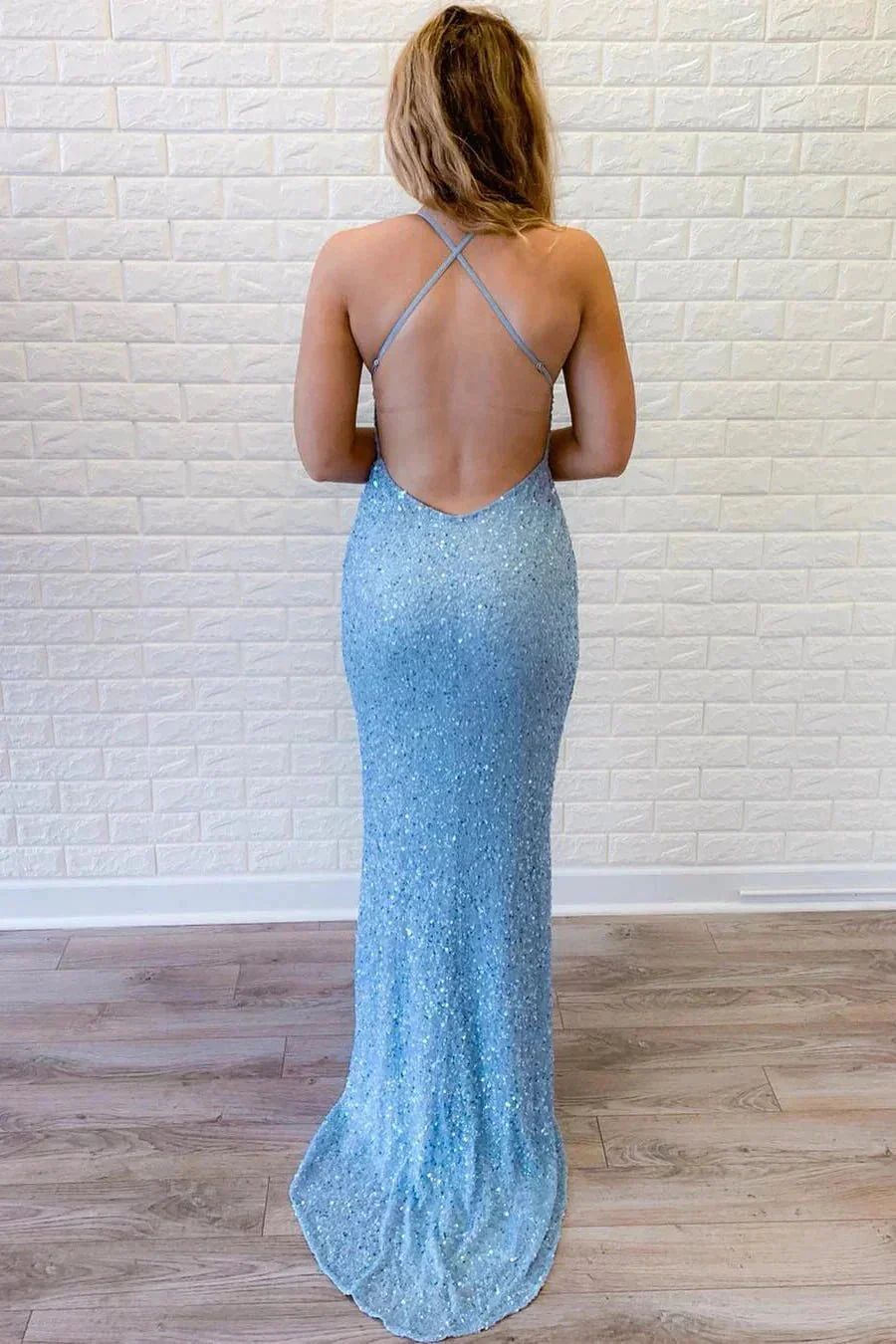 Royal Blue Sequin Mermaid Long Prom Dress SYP86 - Image 4
