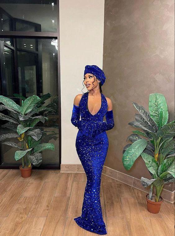 Royal Blue Sequins Long Prom Dress,Chic Royal Blue Evening Dress,Pageant Dress Y1833 - Image 2