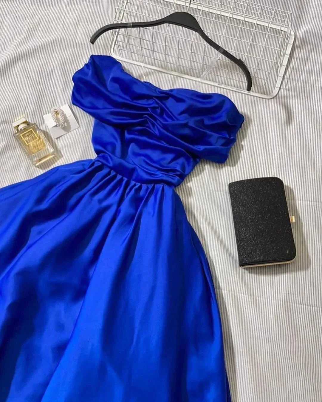 Royal Blue Strapless Satin Long Prom Dress,Royal Blue Evening Dress,Y2539 - Image 2