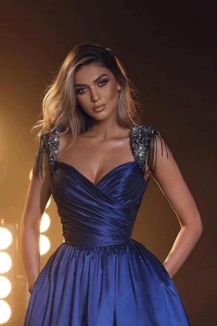 Royal Blue Sweetheart A-Line Princess Evening Dress - Image 2