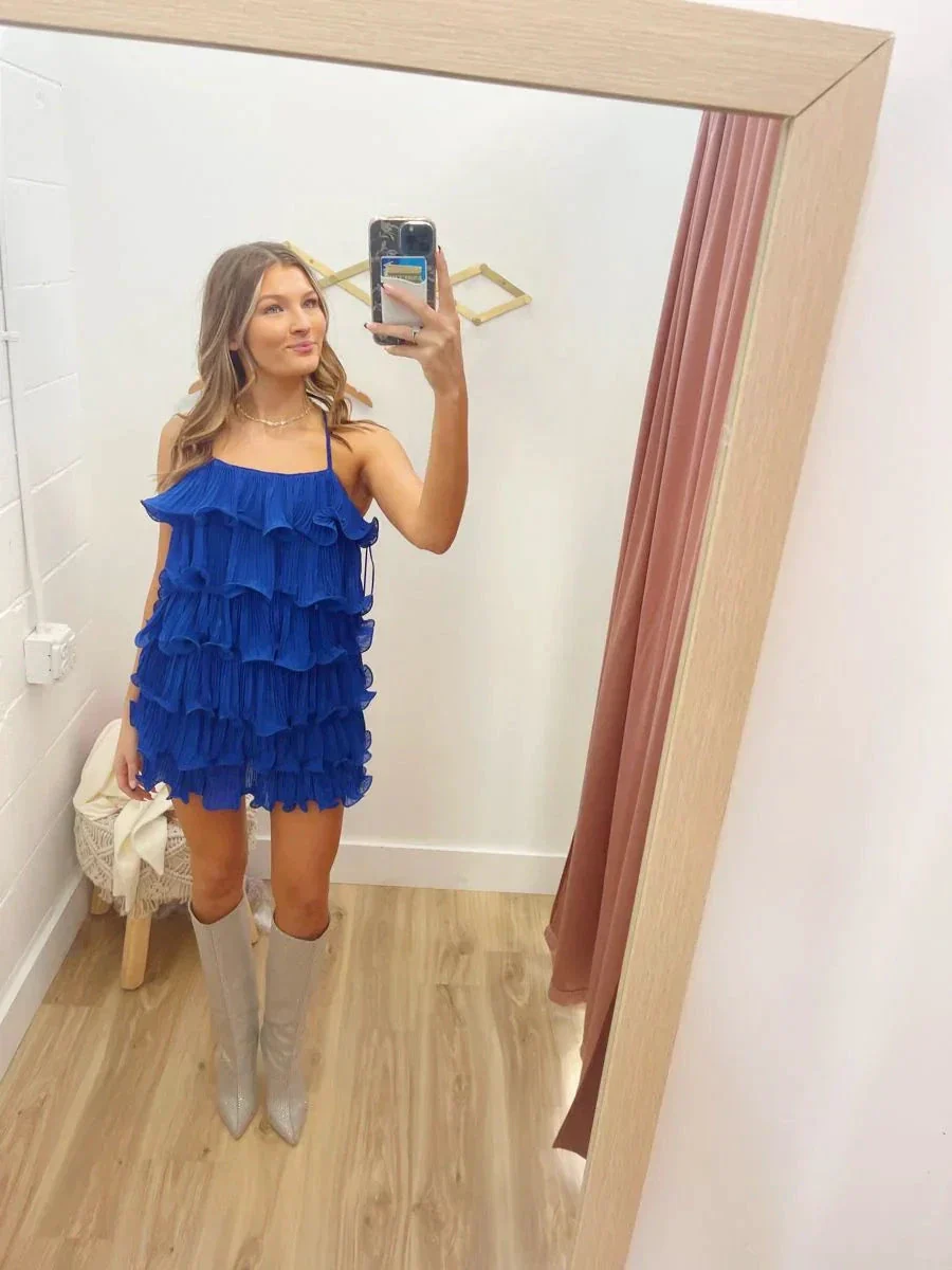 Royal Blue Tiered Homecoming Dress Royal Blue Party Dress  Y2308 - Image 2
