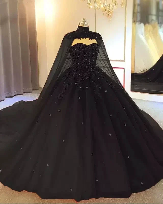 Royal Blue Tulle Ball Gown Prom Dress With Cape  S8255 - Image 6