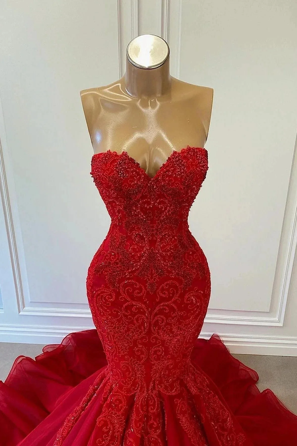 Ruby Sweetheart Sleeveless Mermaid Prom Gown with Beads - Image 2