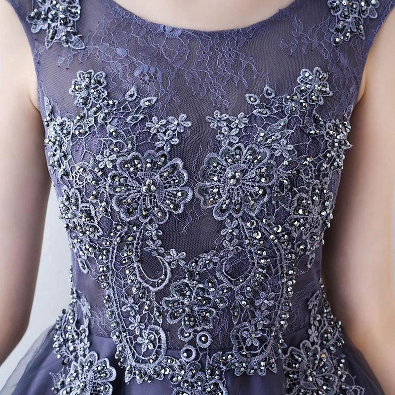 Ruffle Scoop Navy Lace Cute Homecoming/Party Dresses PD108 - Image 3