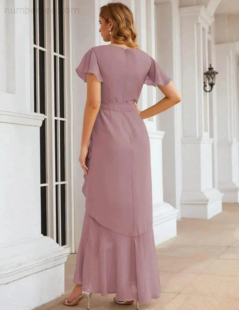 Ruffled Bridesmaid Dresses Maxi Long Women Chiffon Mermaid Formal Violin Evening Party Prom Gowns SEA28042 - Image 2