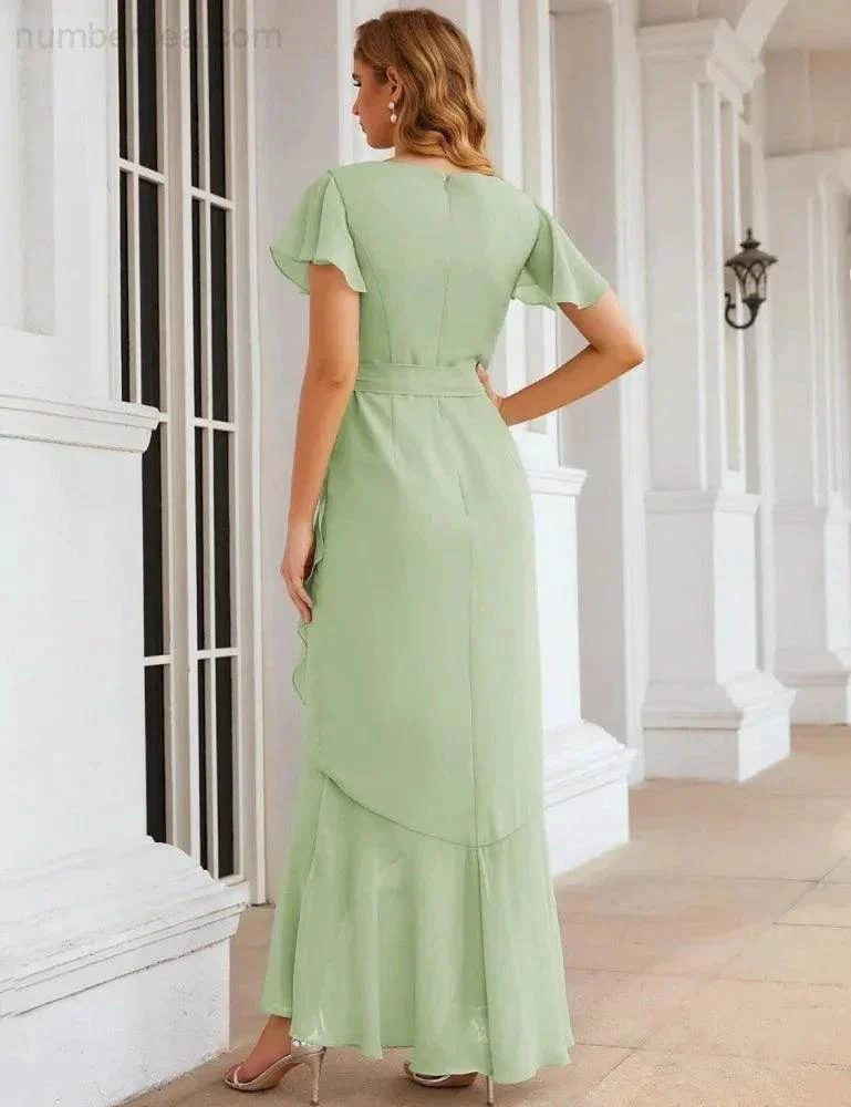 Ruffled Bridesmaid Dresses Maxi Long Women Chiffon Mermaid Formal Violin Evening Party Prom Gowns SEA28042 - Image 7