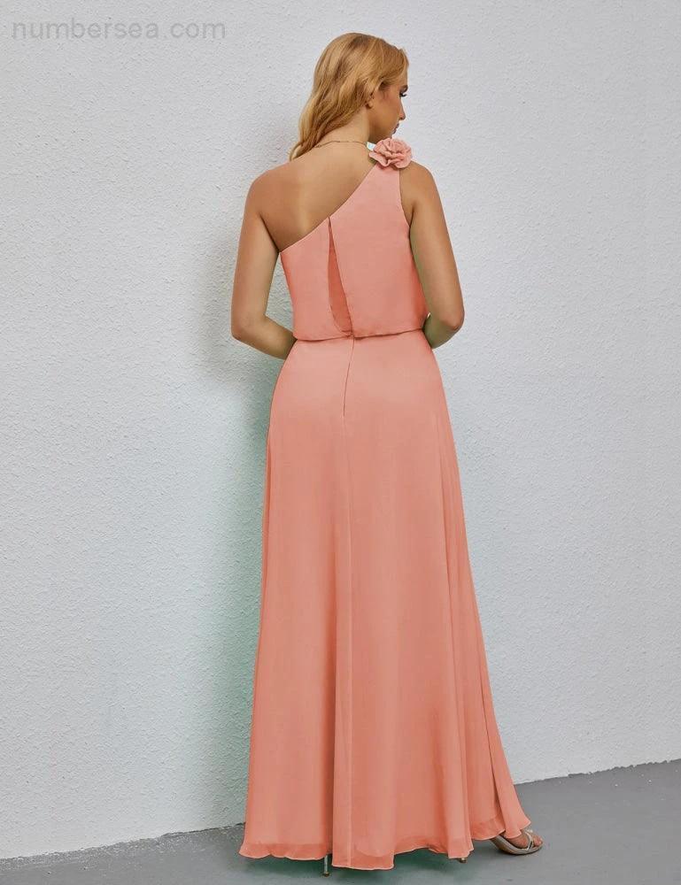 Ruffled One Shoulder Sleeveless Long Bridesmaid Dresses A-line Formal Evening Gown Side Split 28080 - Image 22