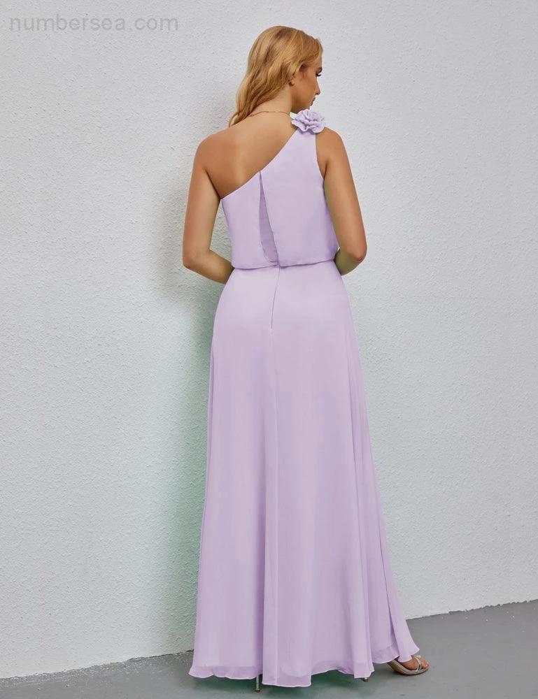 Ruffled One Shoulder Sleeveless Long Bridesmaid Dresses A-line Formal Evening Gown Side Split 28080 - Image 54