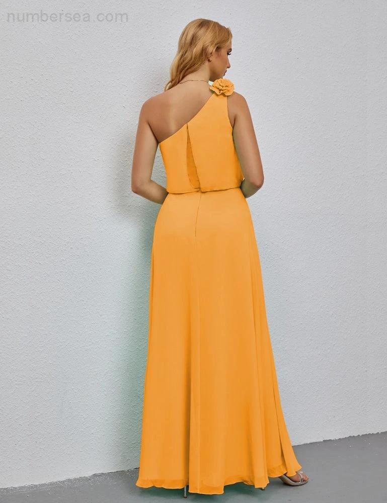 Ruffled One Shoulder Sleeveless Long Bridesmaid Dresses A-line Formal Evening Gown Side Split 28080 - Image 6