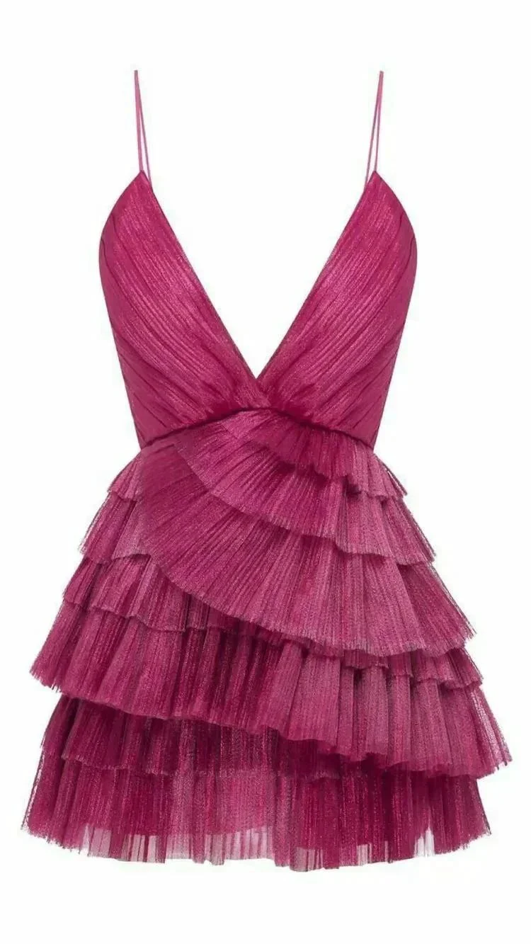 Ruffled Spaghetti-Neck Party Sexy Mini Dress A-line Homecoming Dress Short Y635 - Image 2