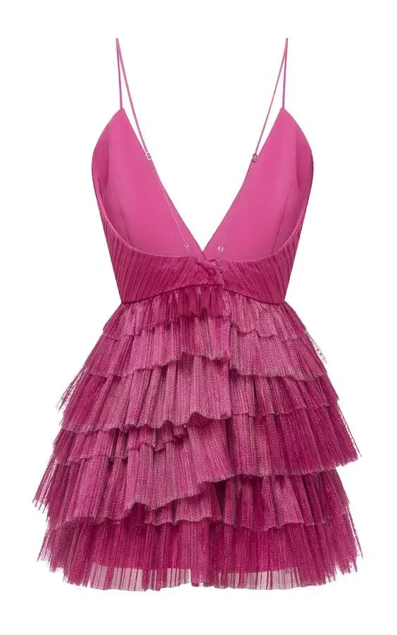Ruffled Spaghetti-Neck Party Sexy Mini Dress A-line Homecoming Dress Short Y635 - Image 3