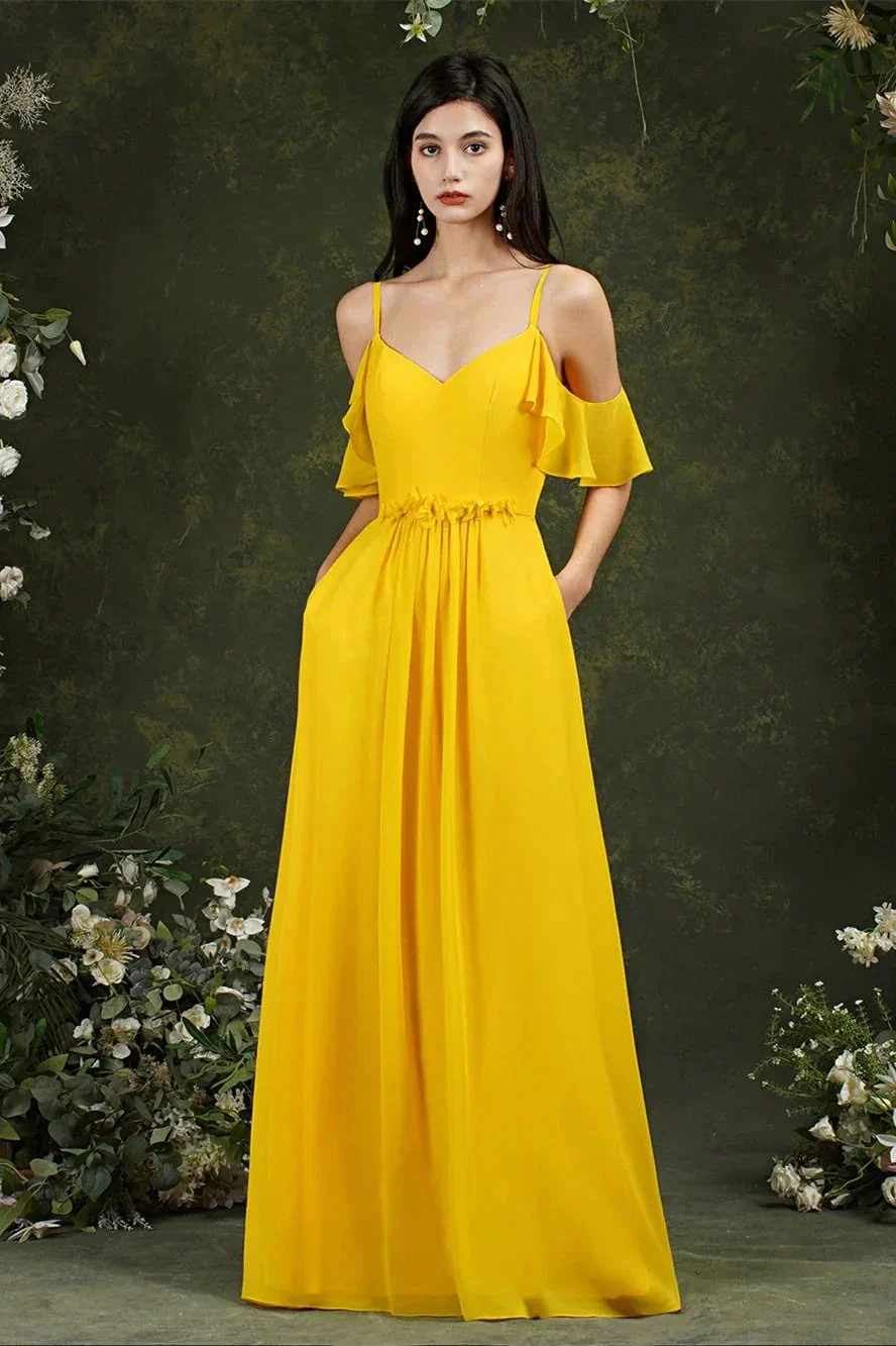 Ruffles Aline Spaghetti Strapes Tulle Long Prom Dress - Image 6