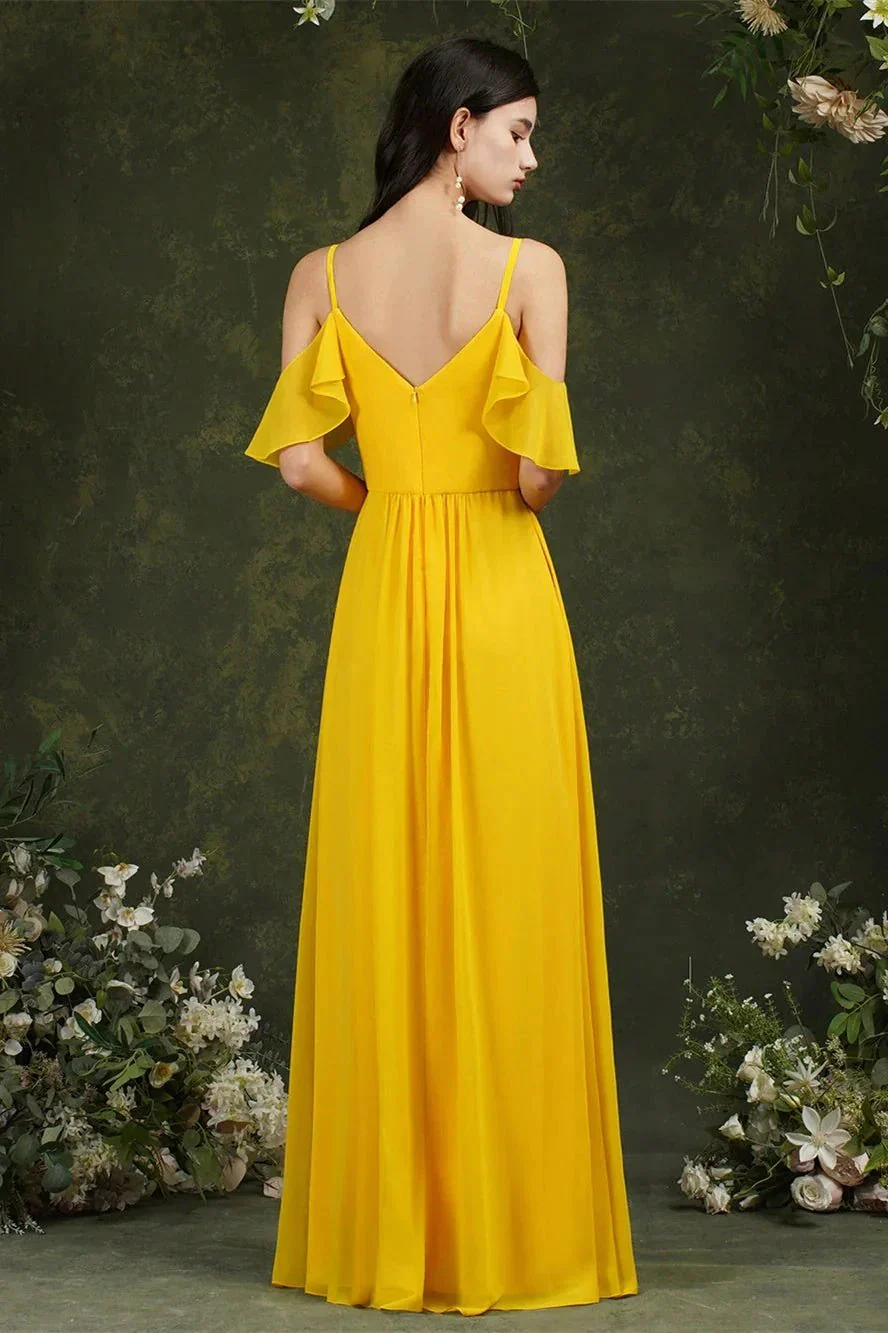 Ruffles Aline Spaghetti Strapes Tulle Long Prom Dress - Image 8