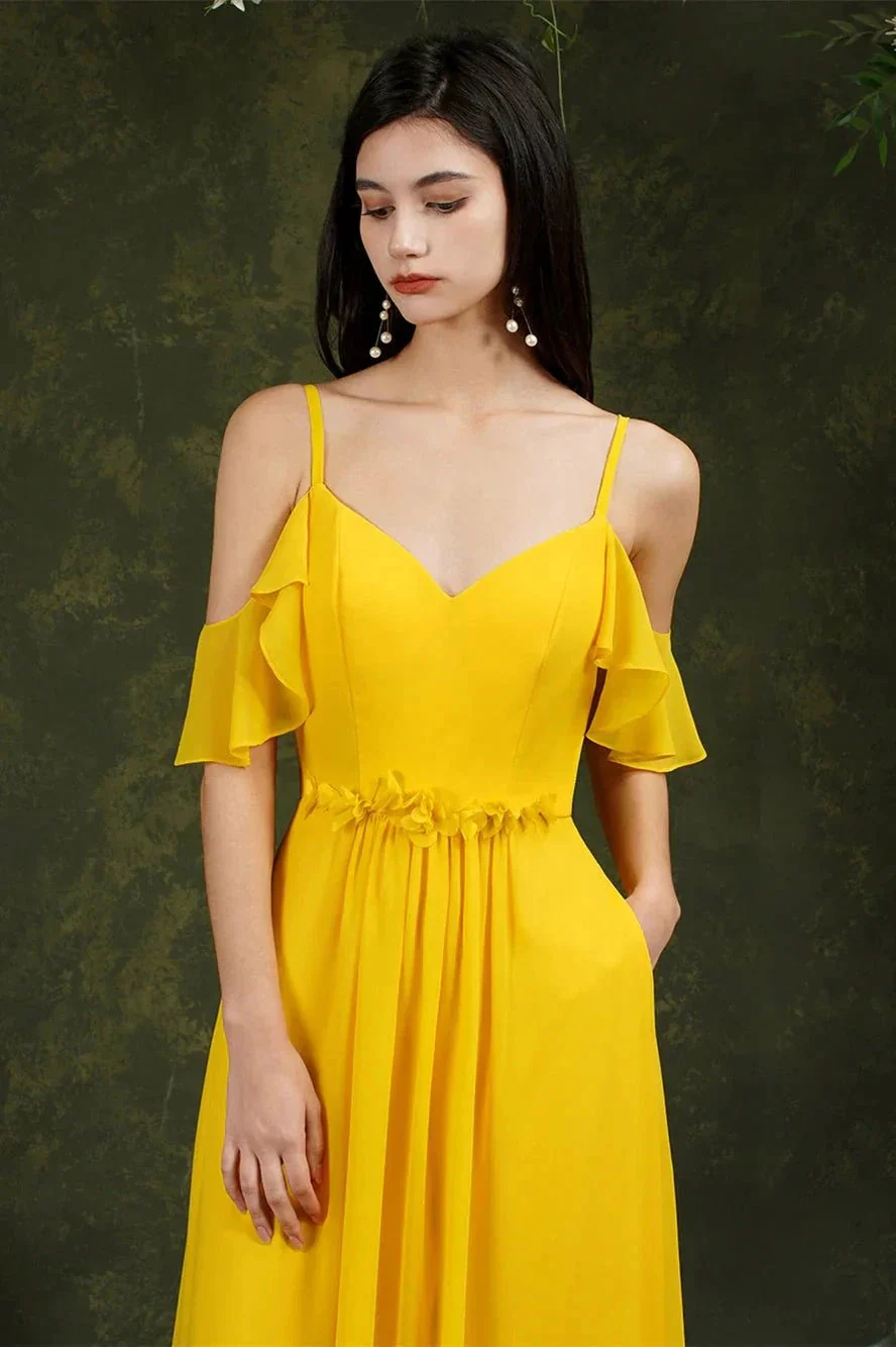 Ruffles Aline Spaghetti Strapes Tulle Long Prom Dress - Image 9