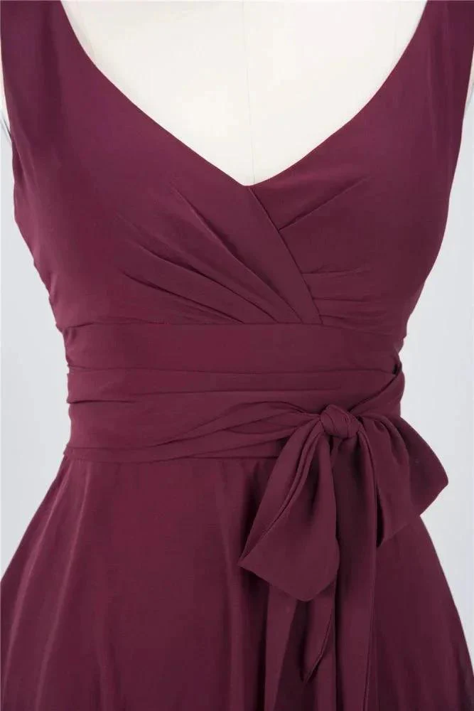Ruffles Knee-Length Bridesmaid Dress Sleeveless V-Neck Mini Cocktail Party Dress - Image 3