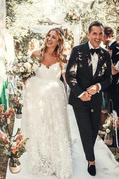 Rustic Ivory Lace Wedding Dresses Off the Shoulder Beach Wedding Dresses,MW490 - Image 2