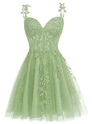 Sage Green Floral Short Homecoming Dress A-line Graduation Dress Y619 - Image 2