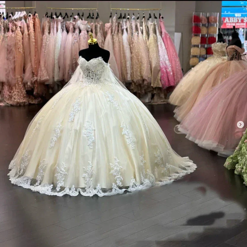 Sage Green Quinceanera Dresses Lace Off-Shoulder Sweet 16 Birthday Party Dress,Sage Green Ball Gown ,Y2421 - Image 2