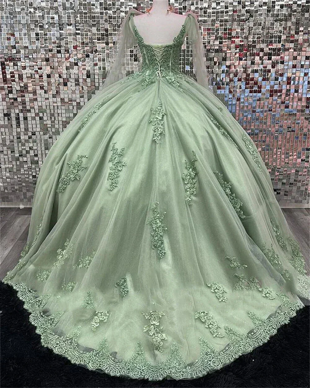 Sage Green Quinceanera Dresses,Lace Sweet 16 Dresses Appliques,Sage Green Ball Gown  Y2263 - Image 2