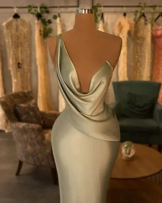 Sage Green Silk Satin Evening Dress,Elegant Long Prom Gown , Reception Dress Y736 - Image 2