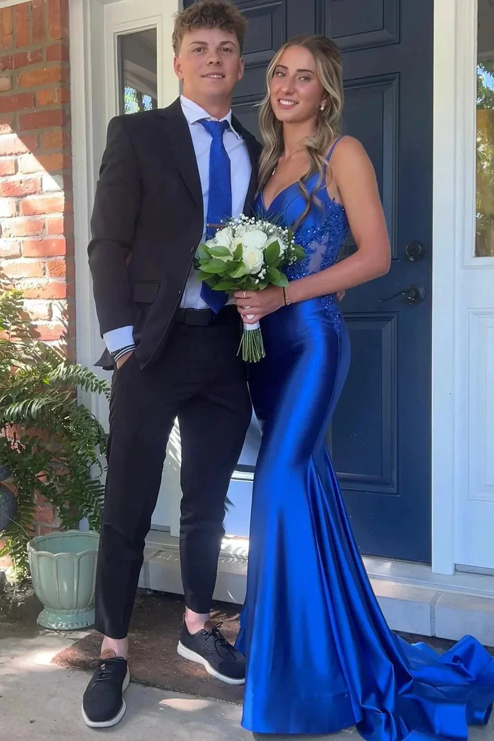 Sage Green Spaghetti Strap Backless Trumpet Long Gown - Image 9