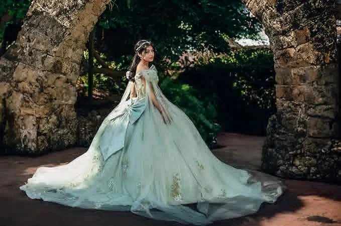 Sage Green Tulle Quinceanera Dress,Ball Gown,Sweet 16 Dress Y5387 - Image 7