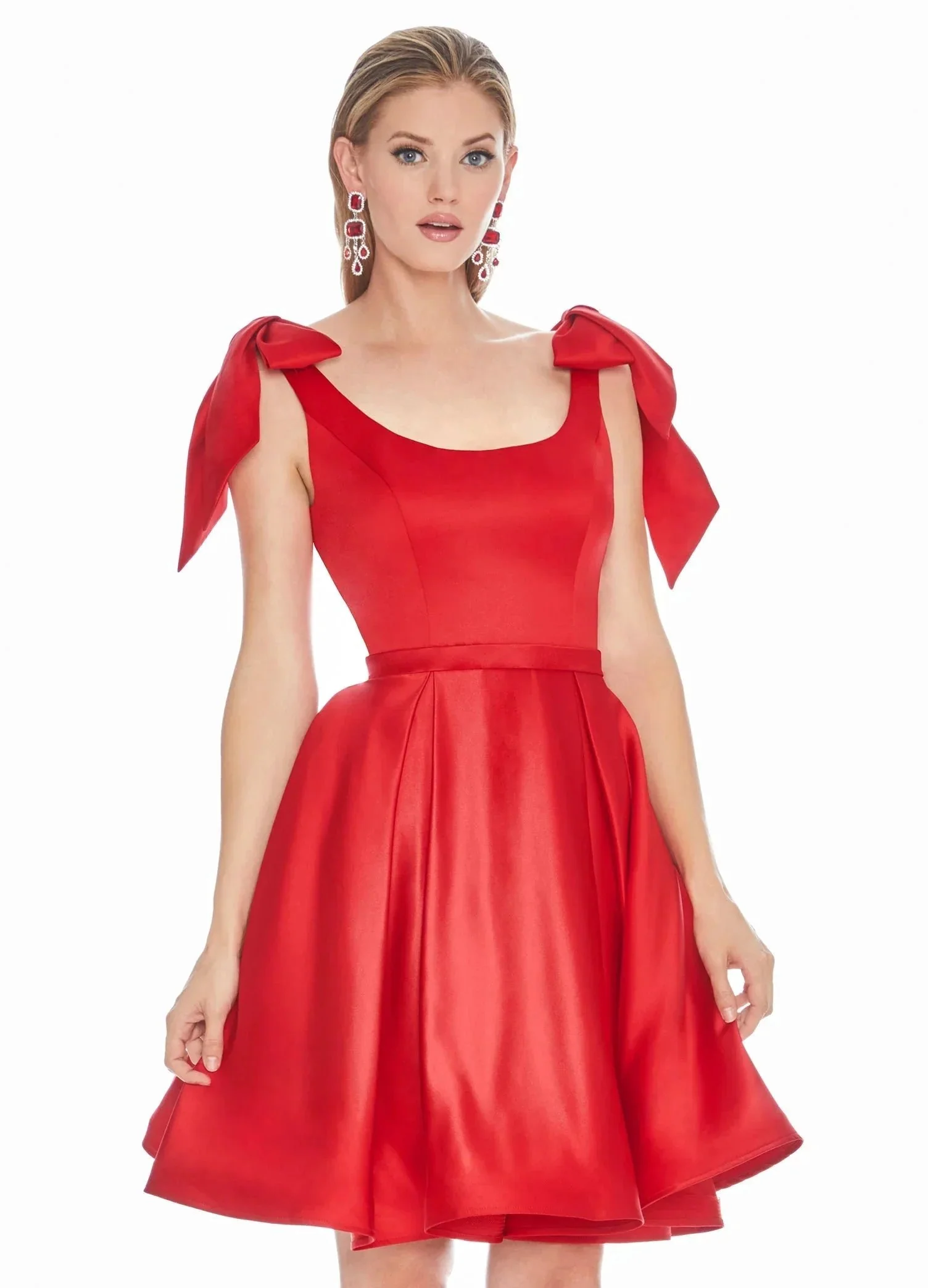 Satin Yellow Homecoming Dress Knee-Length Dresses SYH53 - Image 2