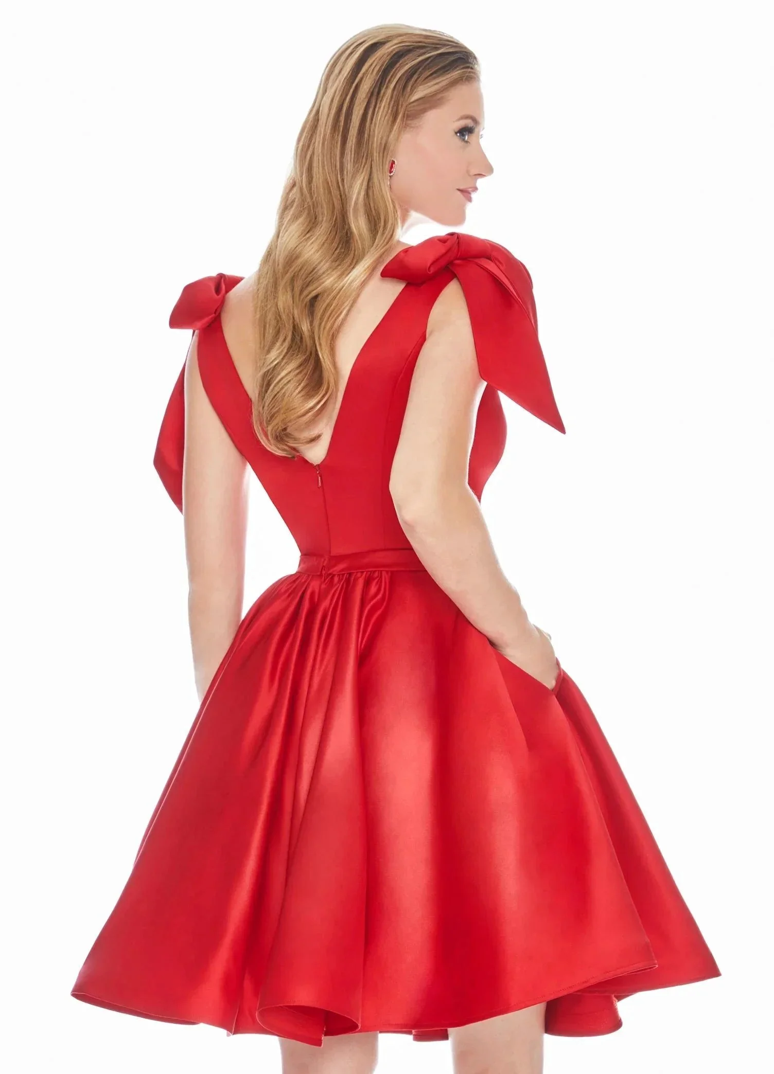 Satin Yellow Homecoming Dress Knee-Length Dresses SYH53 - Image 3