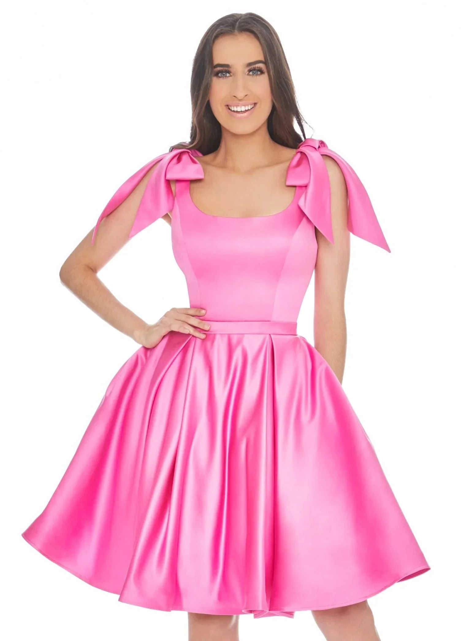 Satin Yellow Homecoming Dress Knee-Length Dresses SYH53 - Image 4