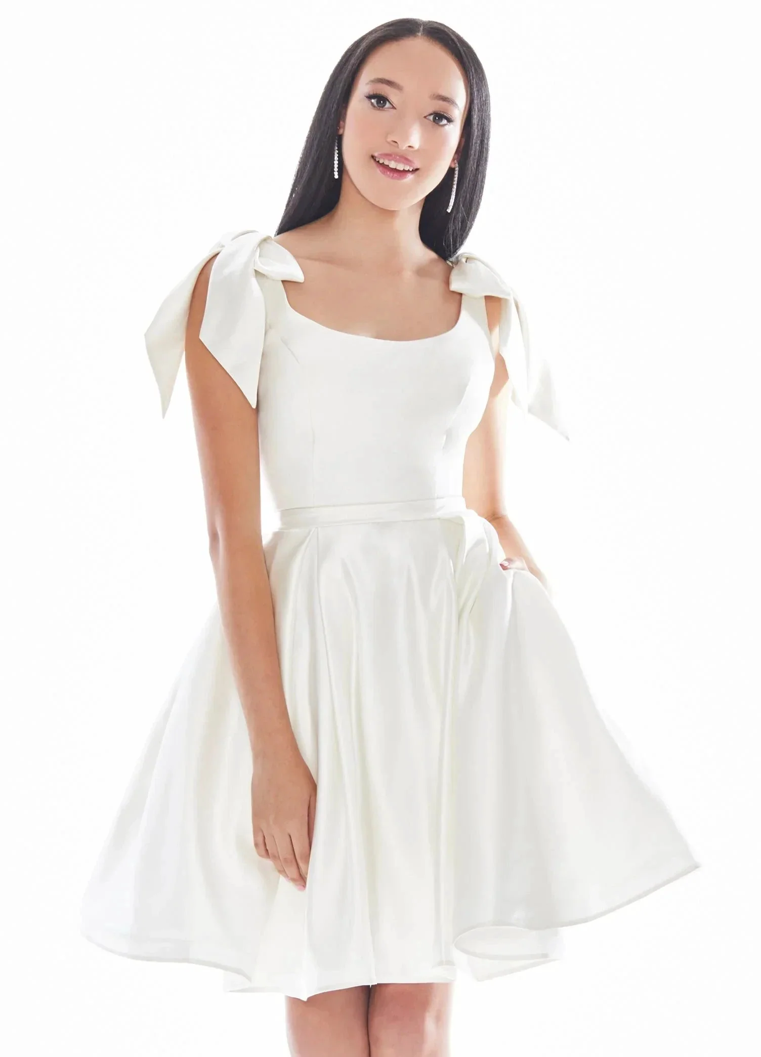 Satin Yellow Homecoming Dress Knee-Length Dresses SYH53 - Image 6