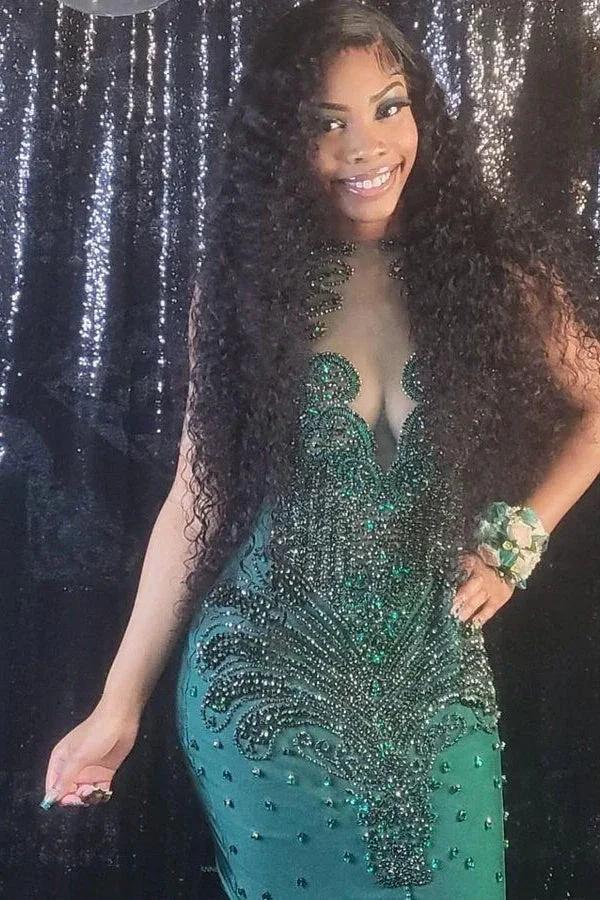 Saxy Long V-neck Sleeveless Mermaid Prom Dress With Beading - Image 2
