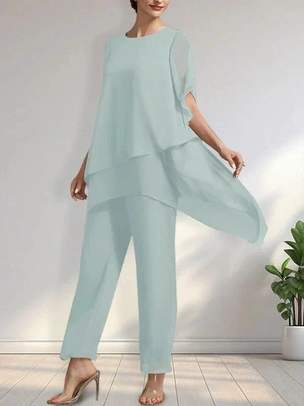 Separates Jumpsuit/Pantsuit Scoop Ankle-Length Chiffon Mother of the Bride Dress - Image 16