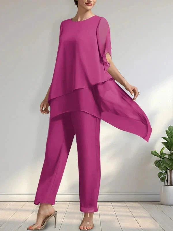 Separates Jumpsuit/Pantsuit Scoop Ankle-Length Chiffon Mother of the Bride Dress - Image 17