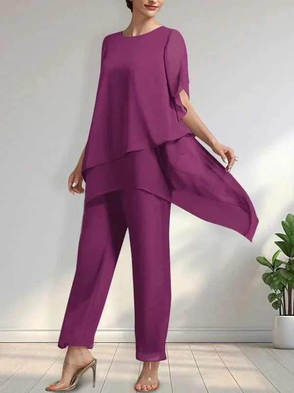 Separates Jumpsuit/Pantsuit Scoop Ankle-Length Chiffon Mother of the Bride Dress - Image 18