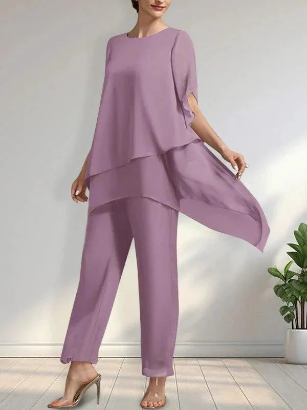 Separates Jumpsuit/Pantsuit Scoop Ankle-Length Chiffon Mother of the Bride Dress - Image 20