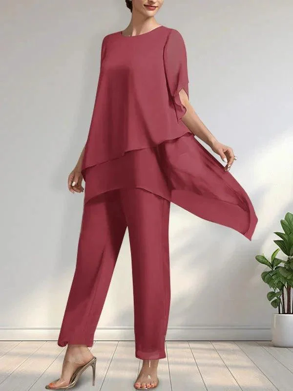 Separates Jumpsuit/Pantsuit Scoop Ankle-Length Chiffon Mother of the Bride Dress - Image 24