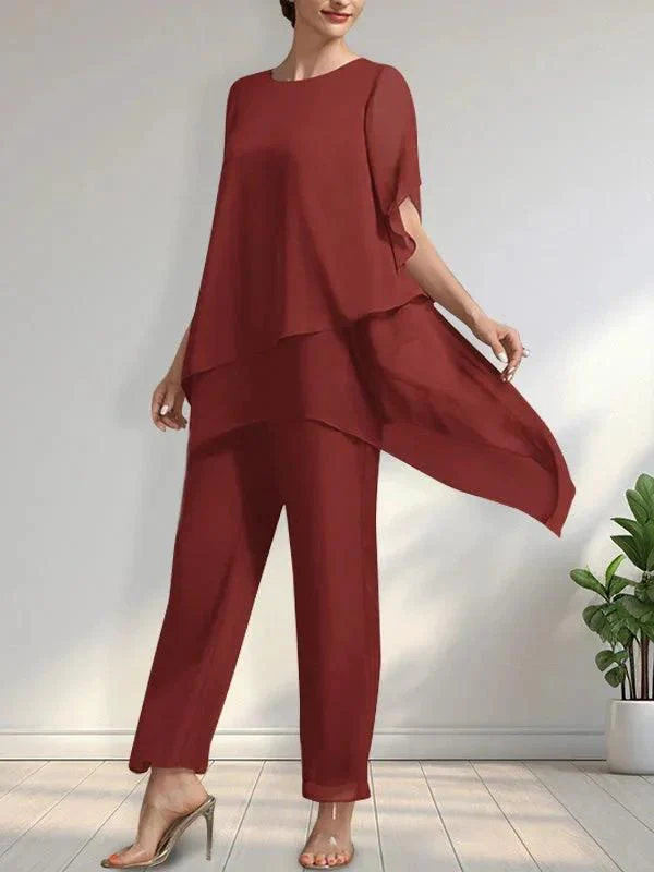 Separates Jumpsuit/Pantsuit Scoop Ankle-Length Chiffon Mother of the Bride Dress - Image 25