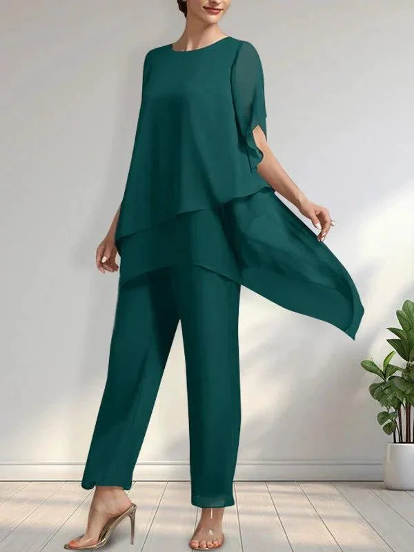 Separates Jumpsuit/Pantsuit Scoop Ankle-Length Chiffon Mother of the Bride Dress - Image 26