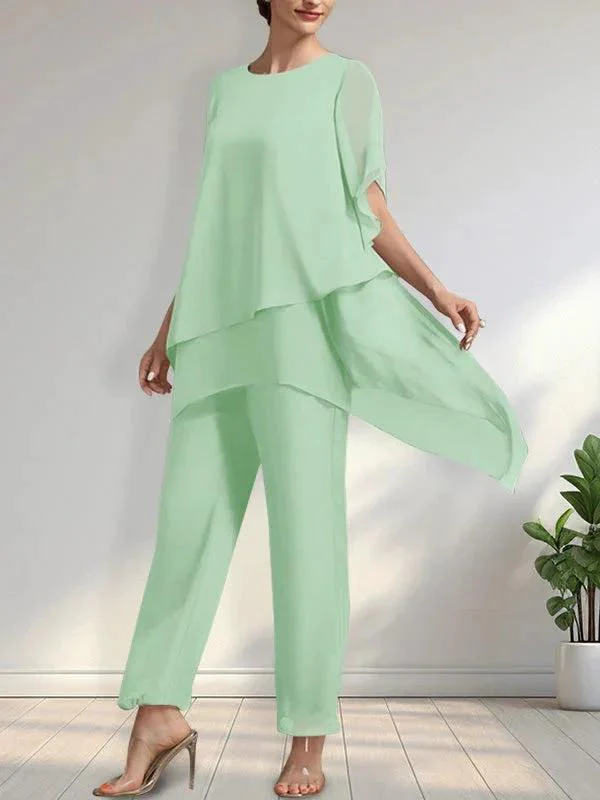 Separates Jumpsuit/Pantsuit Scoop Ankle-Length Chiffon Mother of the Bride Dress - Image 27