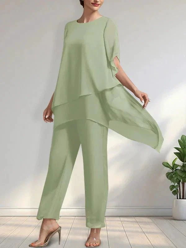 Separates Jumpsuit/Pantsuit Scoop Ankle-Length Chiffon Mother of the Bride Dress - Image 28