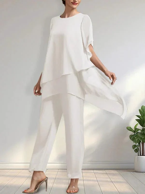 Separates Jumpsuit/Pantsuit Scoop Ankle-Length Chiffon Mother of the Bride Dress - Image 29